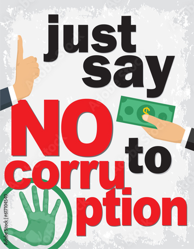 Corruption  just say no concept banner typography