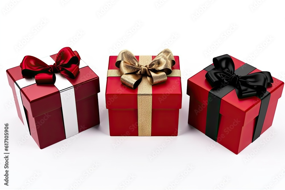 Obraz premium Gift Box on White Background for Holidays, Birthdays and Celebrations. Decoration Design Isolated for Christmas Xmas Anniversary and Greeting