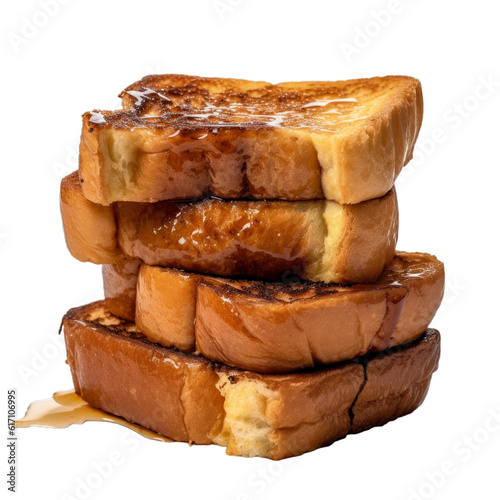 Delicious stack of french toast with maple syrup isolated on a transparent background photo