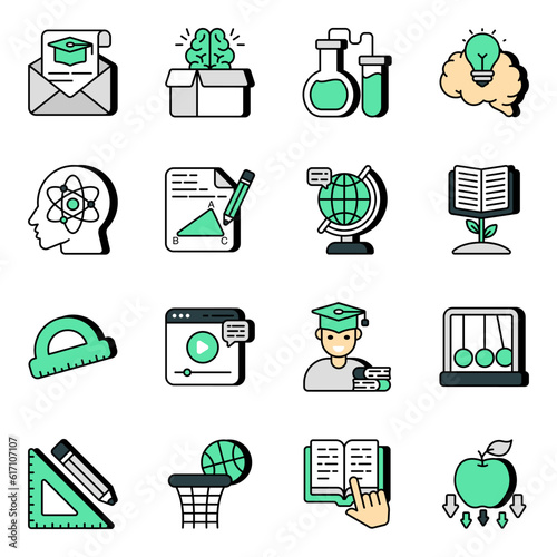 Set of Education and Learning Flat Icons