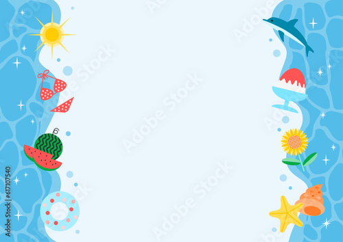 波打ち際と夏のイメージイラスト