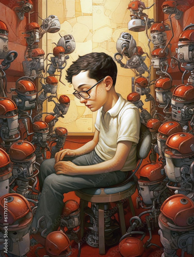 Naklejka premium futuristic childhood, generative ai