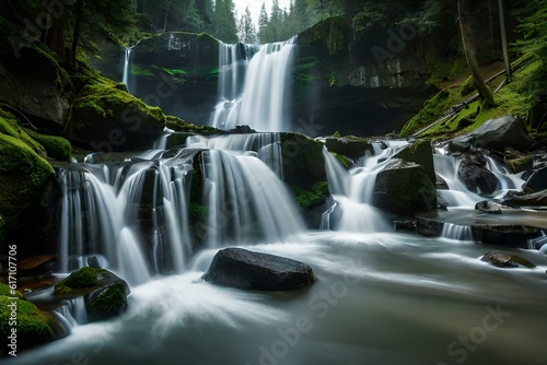 waterfall in the woods generated by AI technology