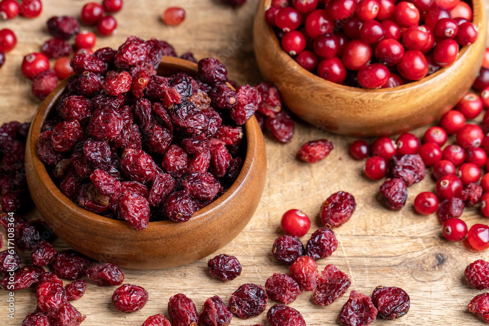 Dried red cranberries with sugar syrup Dried red cranberries with sugar syrup