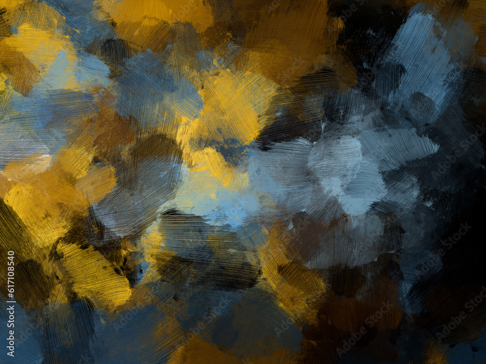 Colorful oil paint brush abstract background blue yellow