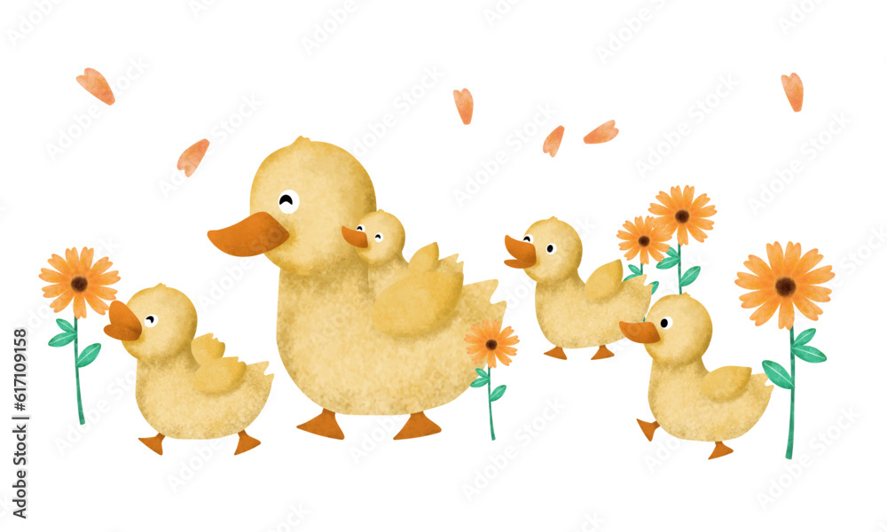Set of Cartoon Animals in Water color Illustration Set of Cartoon Animals in Water color Illustration