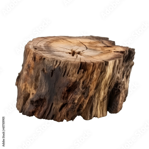 Empty tree trunk isolated on a transparent background