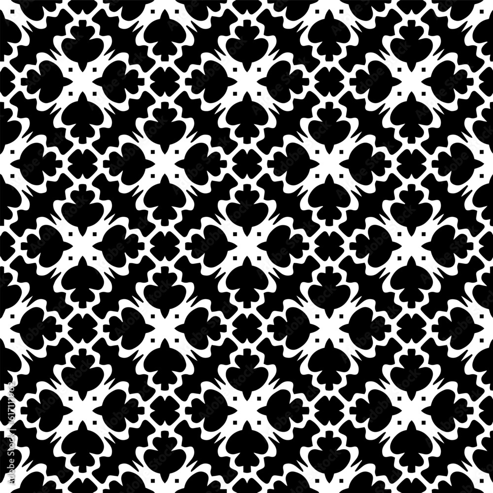 Geometric pattern in ethnic style. Seamless background with abstract shapes. Black and white wallpaper. Abstract background with Repeating pattern for decor, textile and fabric. Geometric pattern in ethnic style. Seamless background with abstract shapes. Black and white wallpaper. Abstract background with Repeating pattern for decor, textile and fabric.