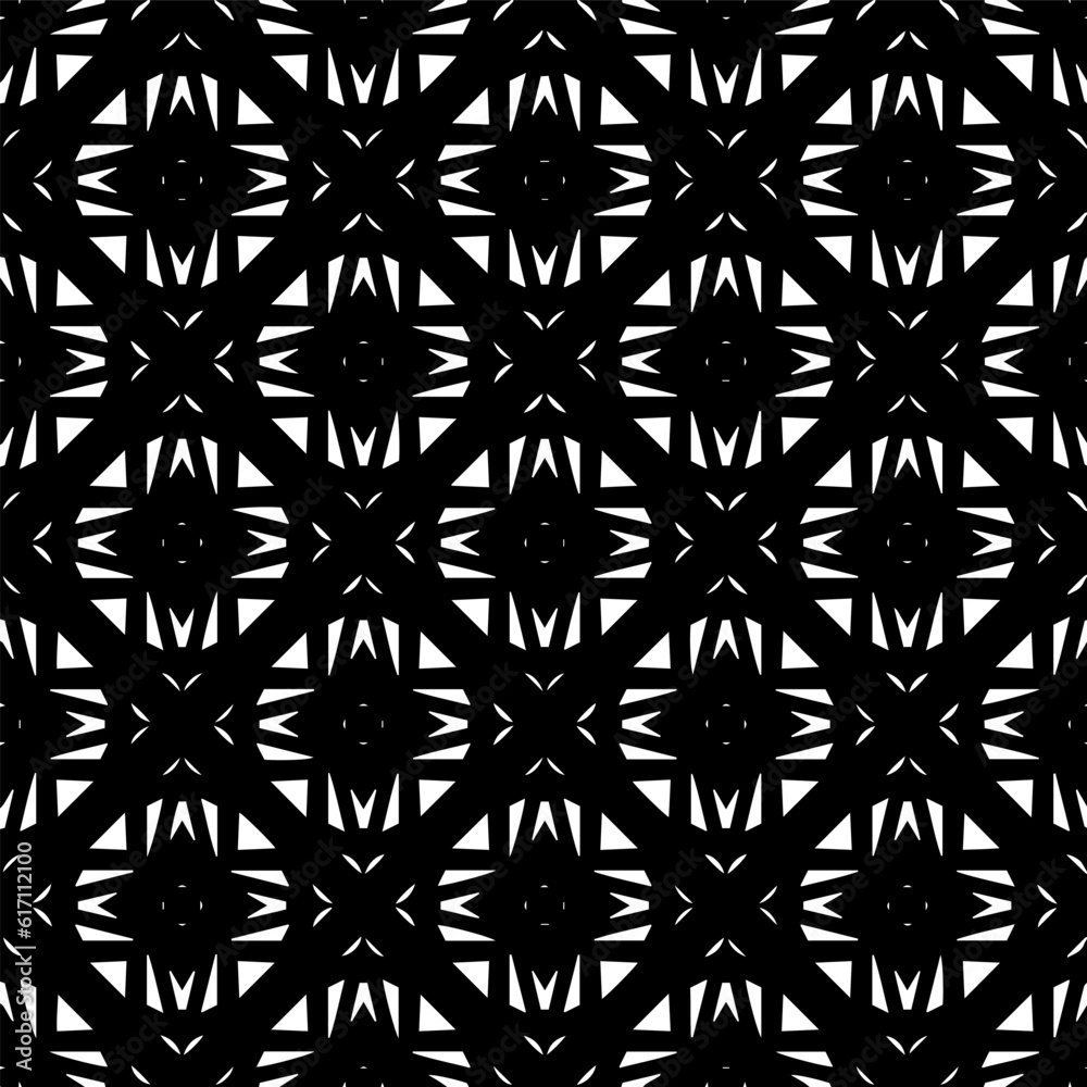 Geometric pattern in ethnic style. Seamless ornament with abstract shapes. Black and white wallpaper. Abstract background with Repeating pattern for decor, textile and fabric. Geometric pattern in ethnic style. Seamless ornament with abstract shapes. Black and white wallpaper. Abstract background with Repeating pattern for decor, textile and fabric.