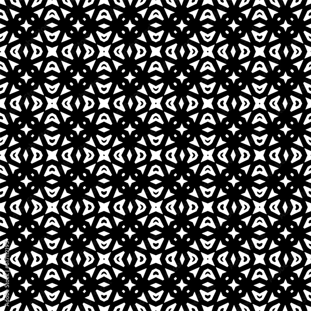 Geometric pattern in ethnic style. Seamless ornament with abstract shapes. Black and white wallpaper. Abstract background with Repeating pattern for decor, textile and fabric. Geometric pattern in ethnic style. Seamless ornament with abstract shapes. Black and white wallpaper. Abstract background with Repeating pattern for decor, textile and fabric.
