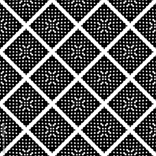 Geometric pattern in ethnic style. Seamless ornament  with  abstract shapes. Black and white wallpaper. Abstract background  with Repeating pattern for decor  textile and fabric.