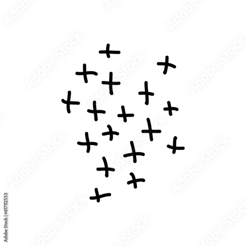 Doodle hand drawn cross stitch texture. Sketch minimalistic elements isolated on white background. Cute vector drawing.