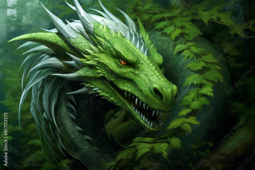 Illustration Of Green Dragon Generative Ai Symbol Of 2024 Year In illustration-of-green-dragon-generative-ai-symbol-of-2024-year-in