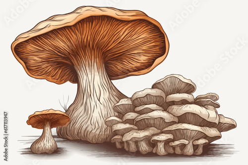 Mushroom Mycelium Stock Illustrations Clipart and Roya vector illustration painting white background.