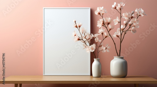Frame Mock up In home Interior Background , Mockups Design 3D, HD