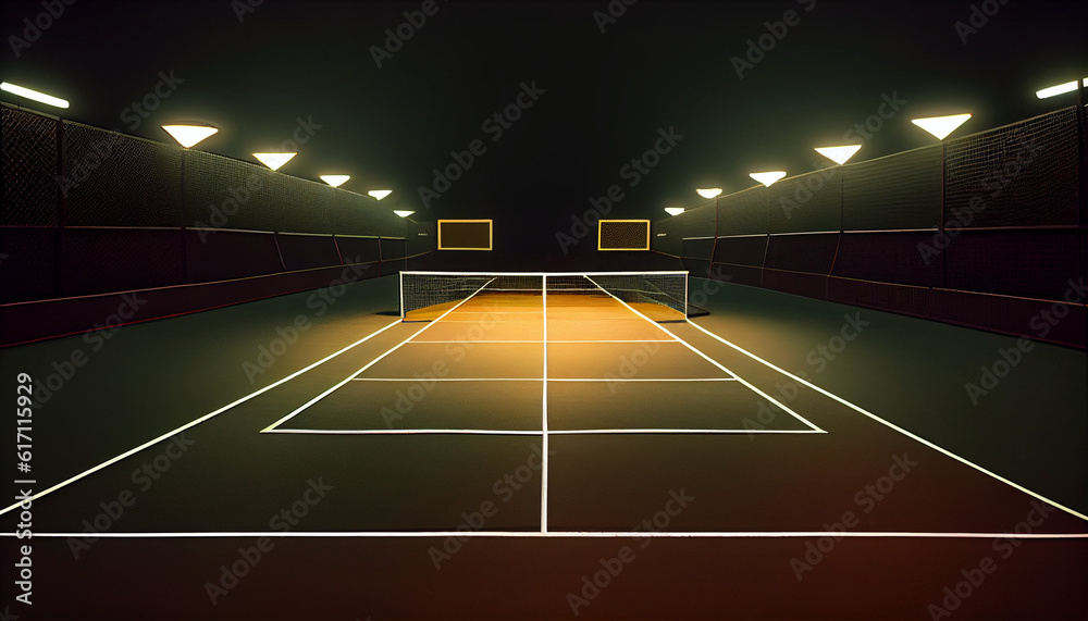 Tennis court with lighting Ai generated image