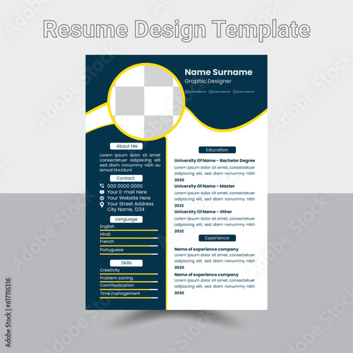 Clean Modern Resume and Cover Letter Layout Vector Template for Business Job Applications, Minimalist resume cv template,  
Resume design template, cv design, multipurpose resume design