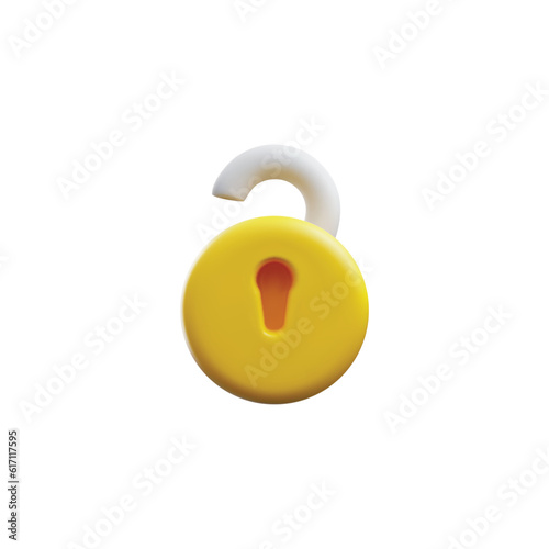 Open padlock volumized rendered icon 3D realistic vector illustration isolated.