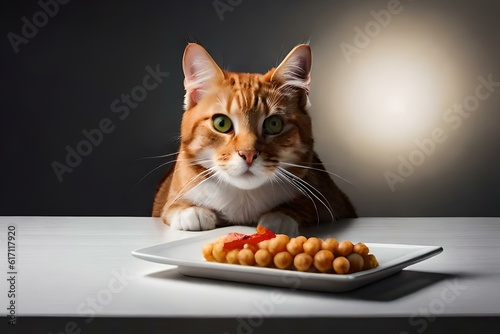 cat eating food generated AI