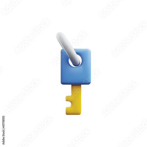 Key volumized rendered icon 3D realistic vector illustration isolated on white.