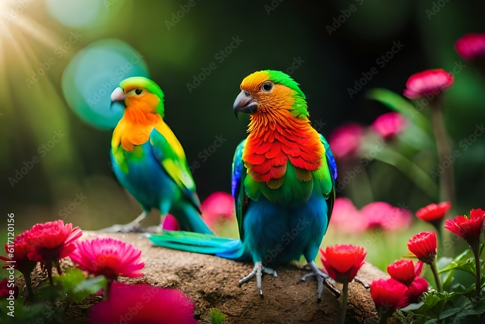pair of parrots generated AI