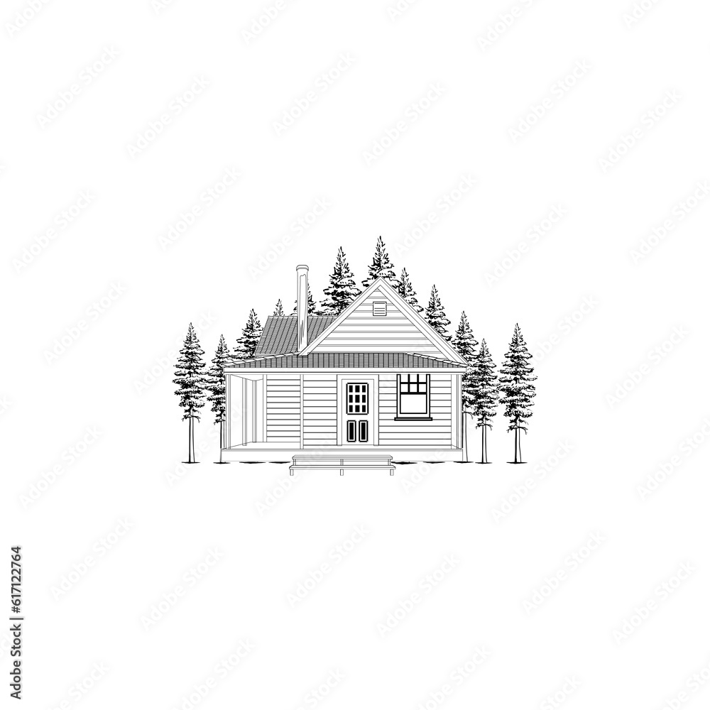 Naklejka premium Experience the Serenity of a Rustic Log Cabin Getaway