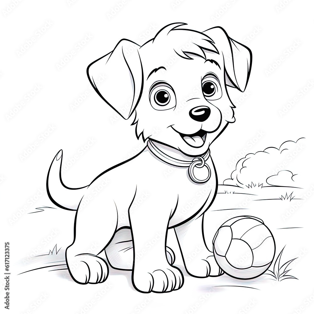 A cartoon illustration of a dog chasing a ball Generative AI A cartoon illustration of a dog chasing a ball Generative AI