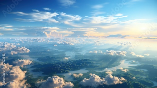 aerial view of clouds and landscape Generative AI
