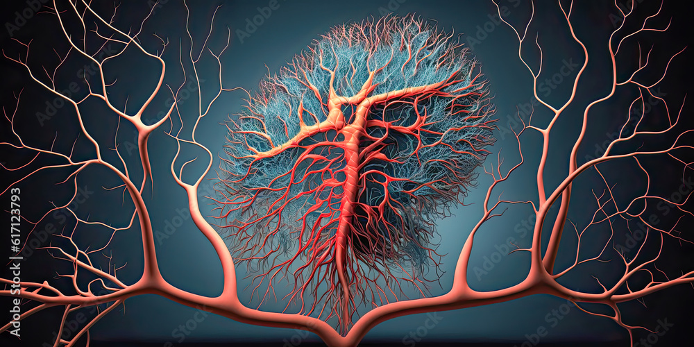 System many small capillaries branch out of the large blood vessels ...