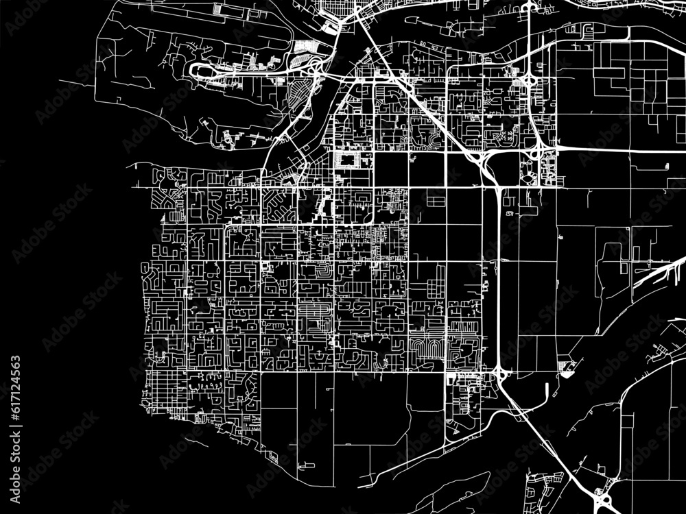 Vector road map of the city of Coquitlam British Columbia in Canada