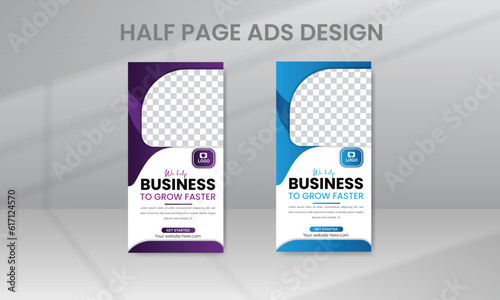 Business Marketing Google Ad Half Banner Set Template Premium Vector