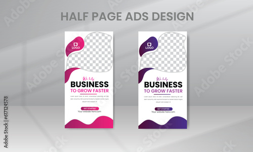 Business Ads Banner Design Set, Popular Half Page Web Banner Design, Google Ads