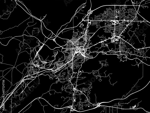 Vector road map of the city of  Sudbury Ontario in Canada with white roads on a black background.