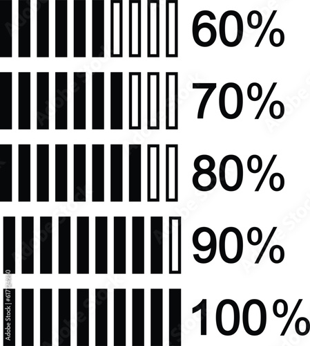60 70 80 90 100 percent infographics.Vector illustration, separate use
