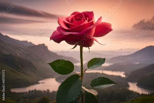 pink rose in the Sunset Generator AI