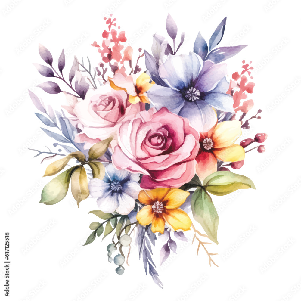 Transparent Watercolor Fairy Florals: Soft Pastel Clipart Arrangements for Creative Projects