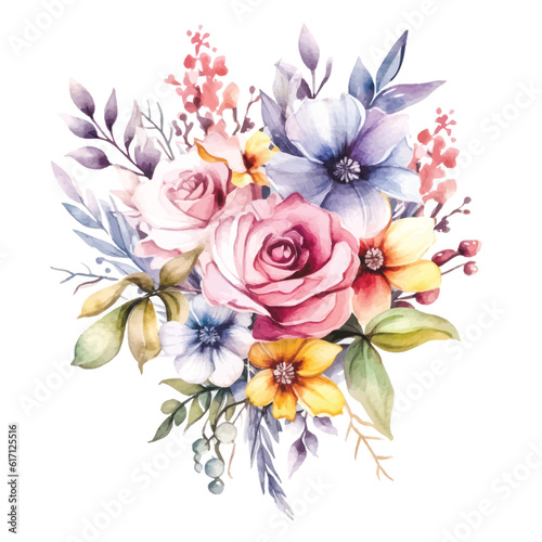 Transparent Watercolor Fairy Florals: Soft Pastel Clipart Arrangements for Creative Projects © Finkha