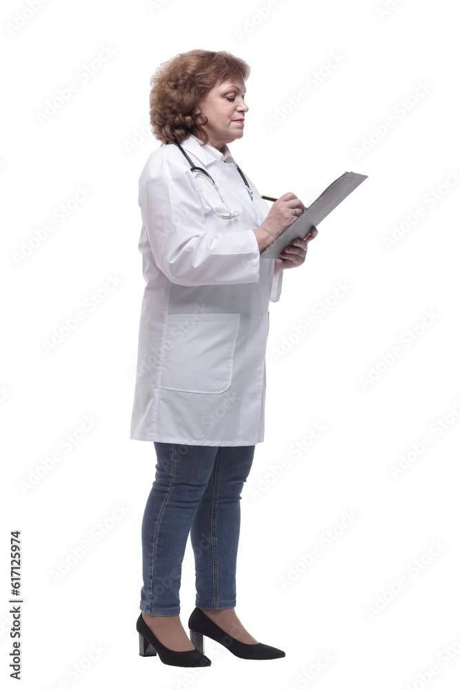 in full growth. therapist is making notes in the clipboard. in full growth. therapist is making notes in the clipboard.