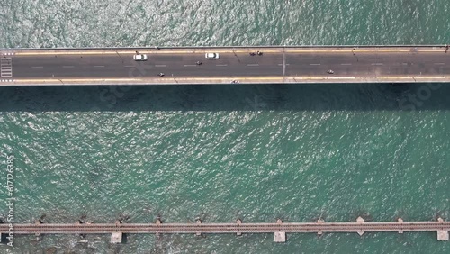 Drone video of Pamban Bridge, Rameshwaram, India.