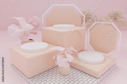 3d background products display podium scene with geometric platform. background vector 3d render with podium. stand to show cosmetic product. Stage showcase on pedestal display studio
