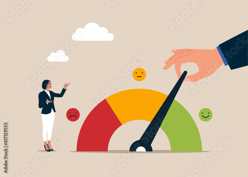 Performance rating and  quality control improvement. Flat vector illustration