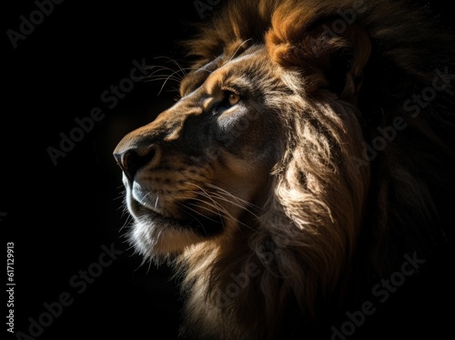 Wallpaper Mural Imposing lion on black background, digital illustration. Generative AI Torontodigital.ca