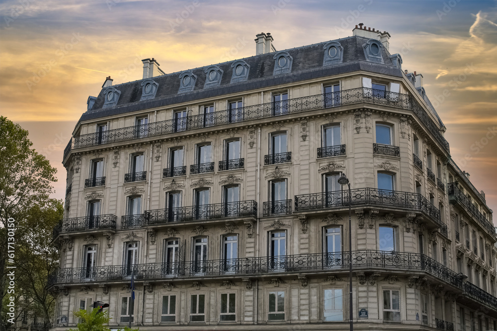 Paris, beautiful building place Saint-Augustin, in the 8e arrondissement, a luxury district 
