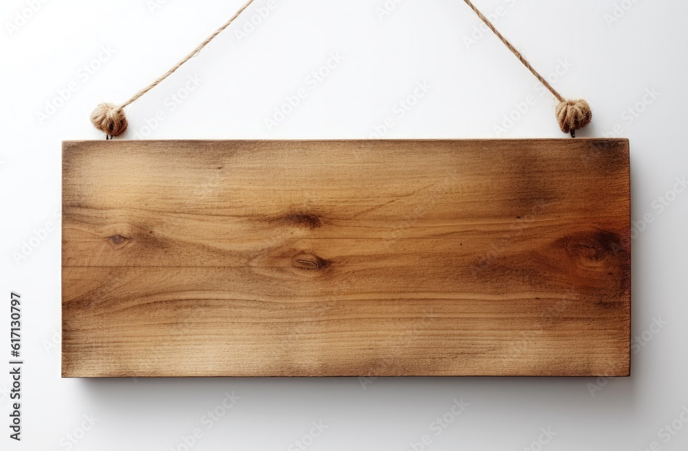 Wooden board on white background, space for writing, digital illustration. Generative AI Wooden board on white background, space for writing, digital illustration. Generative AI