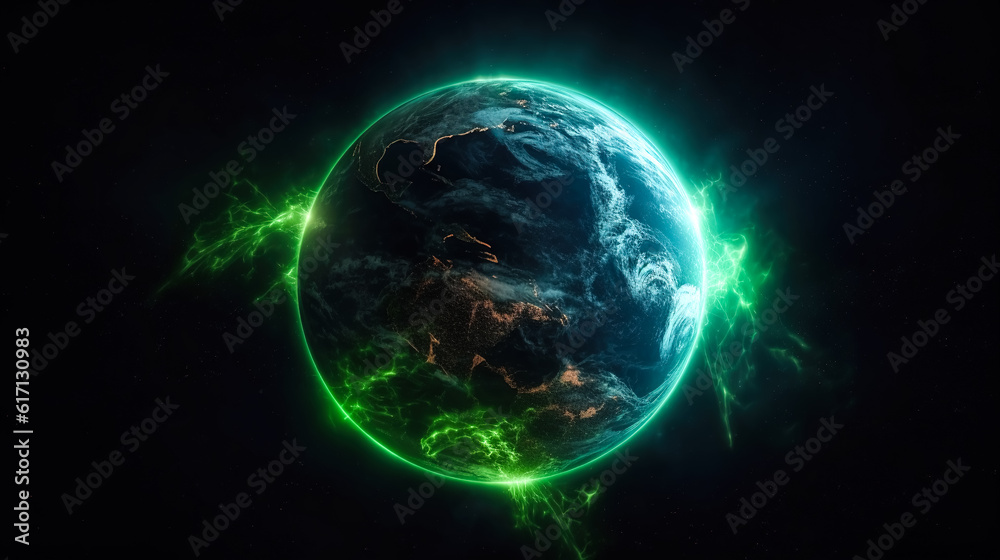 Planet Earth on a black background, generative AI. Planet Earth on a black background, generative AI.