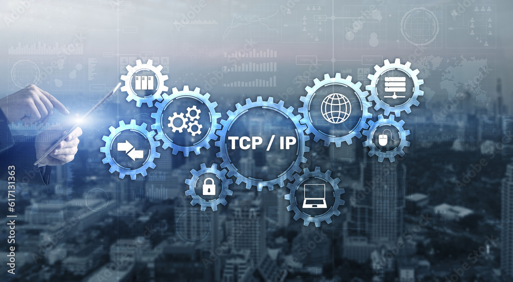 Obraz premium Tcp ip networking. Transmission Control Protocol 2023