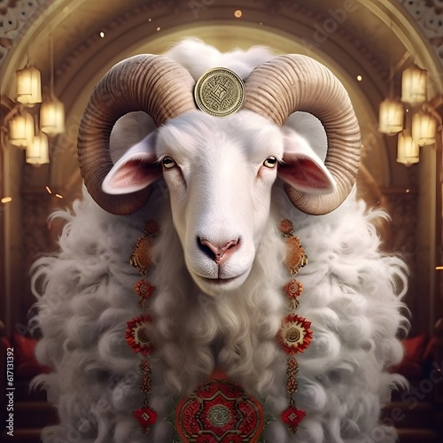 portrait of sheep - eid al adha - islamic background - generated Ai  © ahmed