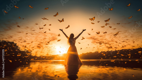 The Joy of Surrender: A serene and peaceful image capturing the blissful feeling of letting go and releasing control. Generative ai
