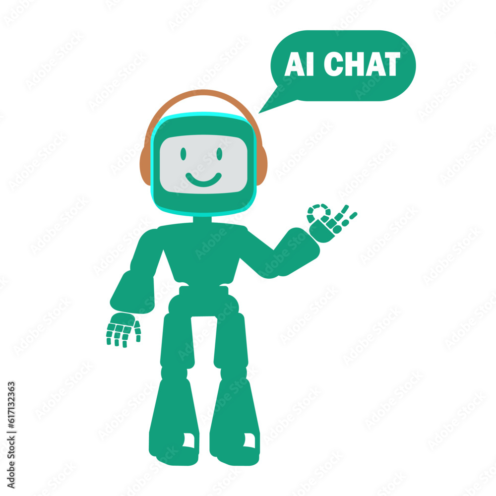 AI chat bot little robot interface vector. chat assistant artificial intelligence robot. AI chat bot little robot interface vector. chat assistant artificial intelligence robot.