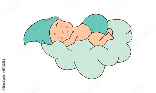 Baby child sleeping illustration.